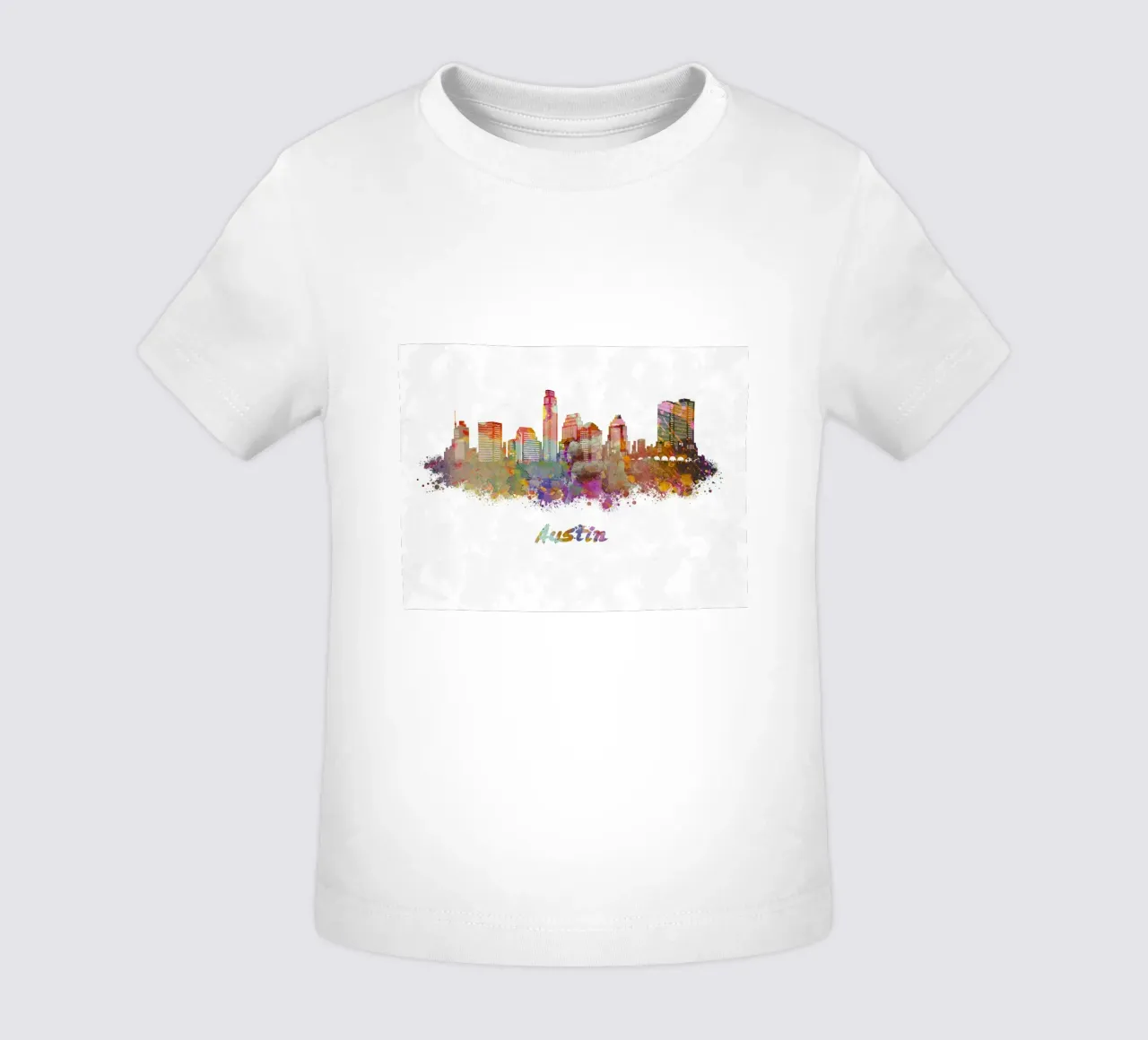 Lo skyline di Austin in acquerello maglietta neonato da ARTVI-SHOP