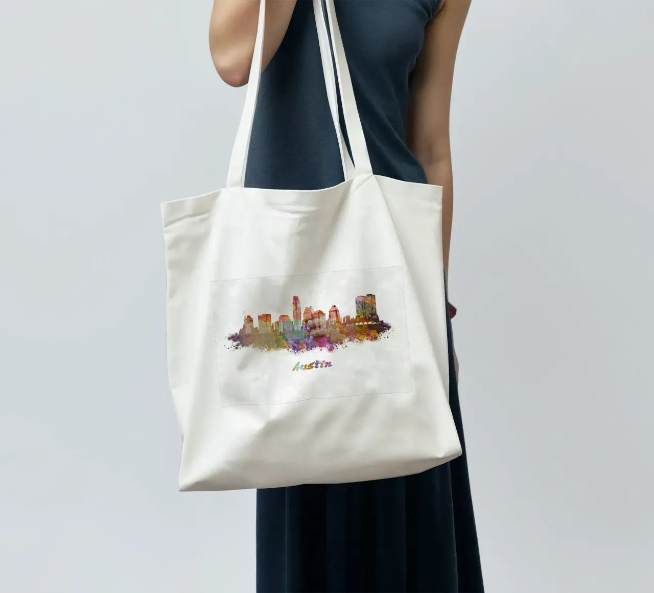 Lo skyline di Austin in acquerello borsa in juta da ARTVI-SHOP