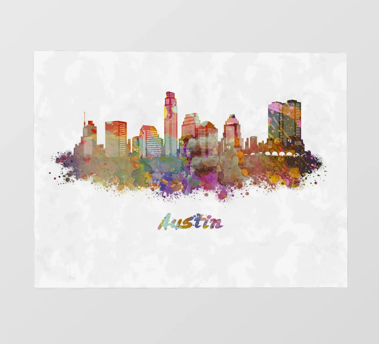 Lo skyline di Austin in acquerello pellicola backlit da ARTVI-SHOP