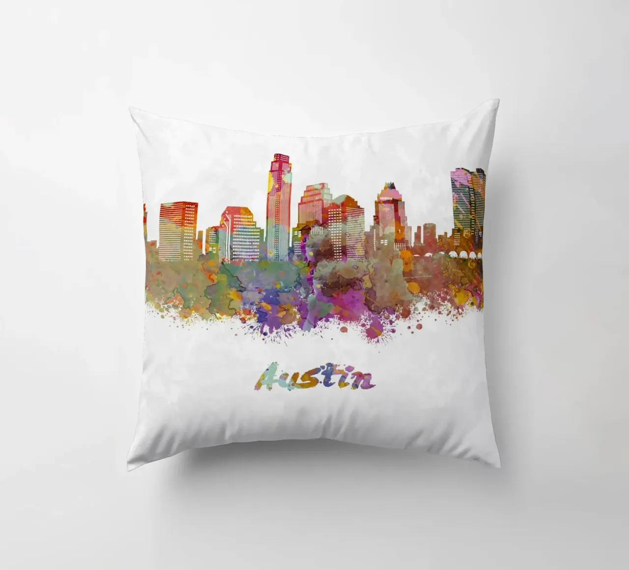 Lo skyline di Austin in acquerello cuscino da ARTVI-SHOP