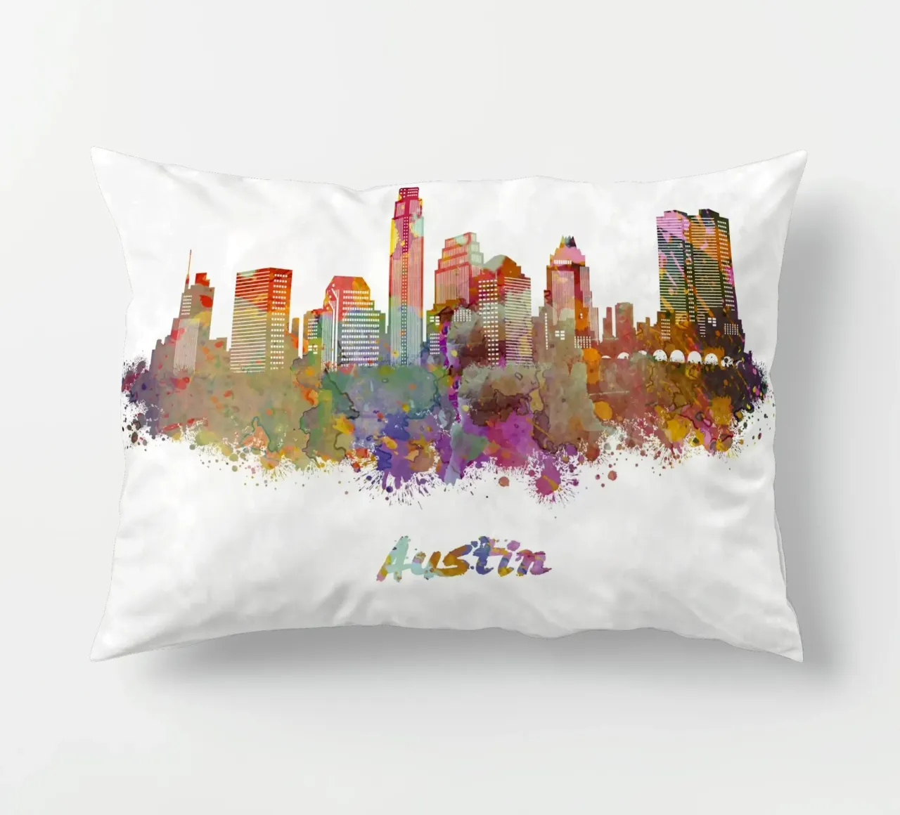 Lo skyline di Austin in acquerello cuscino da ARTVI-SHOP