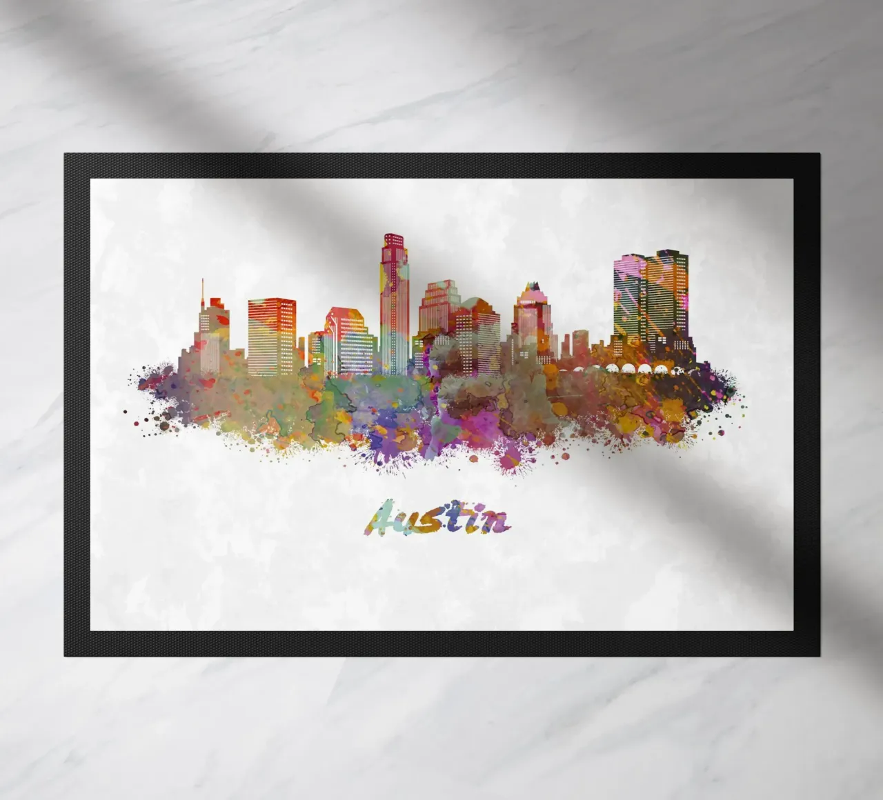 Lo skyline di Austin in acquerello zerbino da ARTVI-SHOP