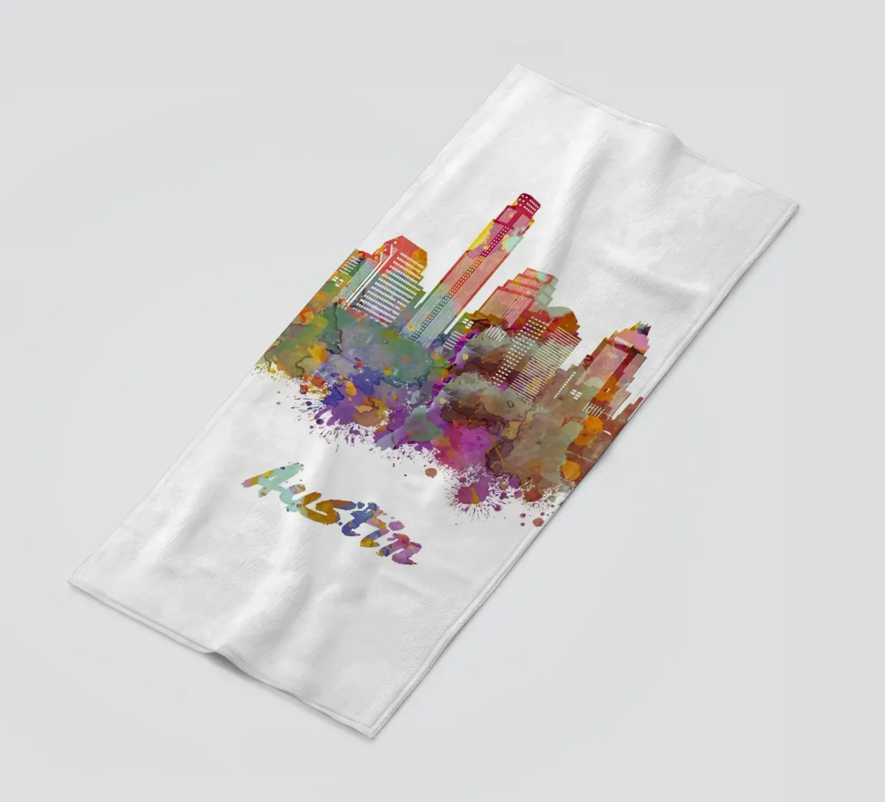 Lo skyline di Austin in acquerello telo mare da ARTVI-SHOP