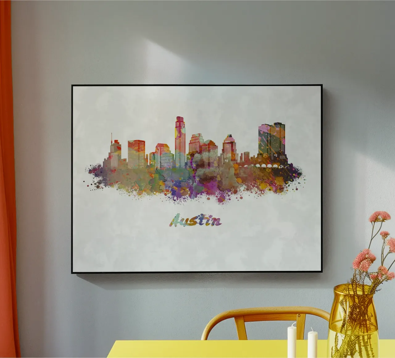 Lo skyline di Austin in acquerello plexiglass da ARTVI-SHOP