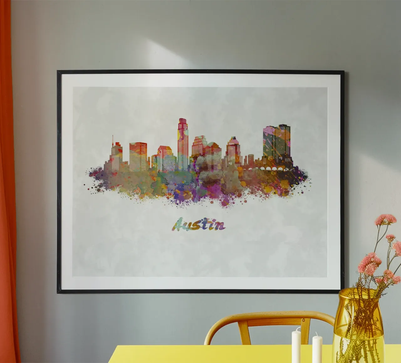 Lo skyline di Austin in acquerello carta hahnemühle da ARTVI-SHOP