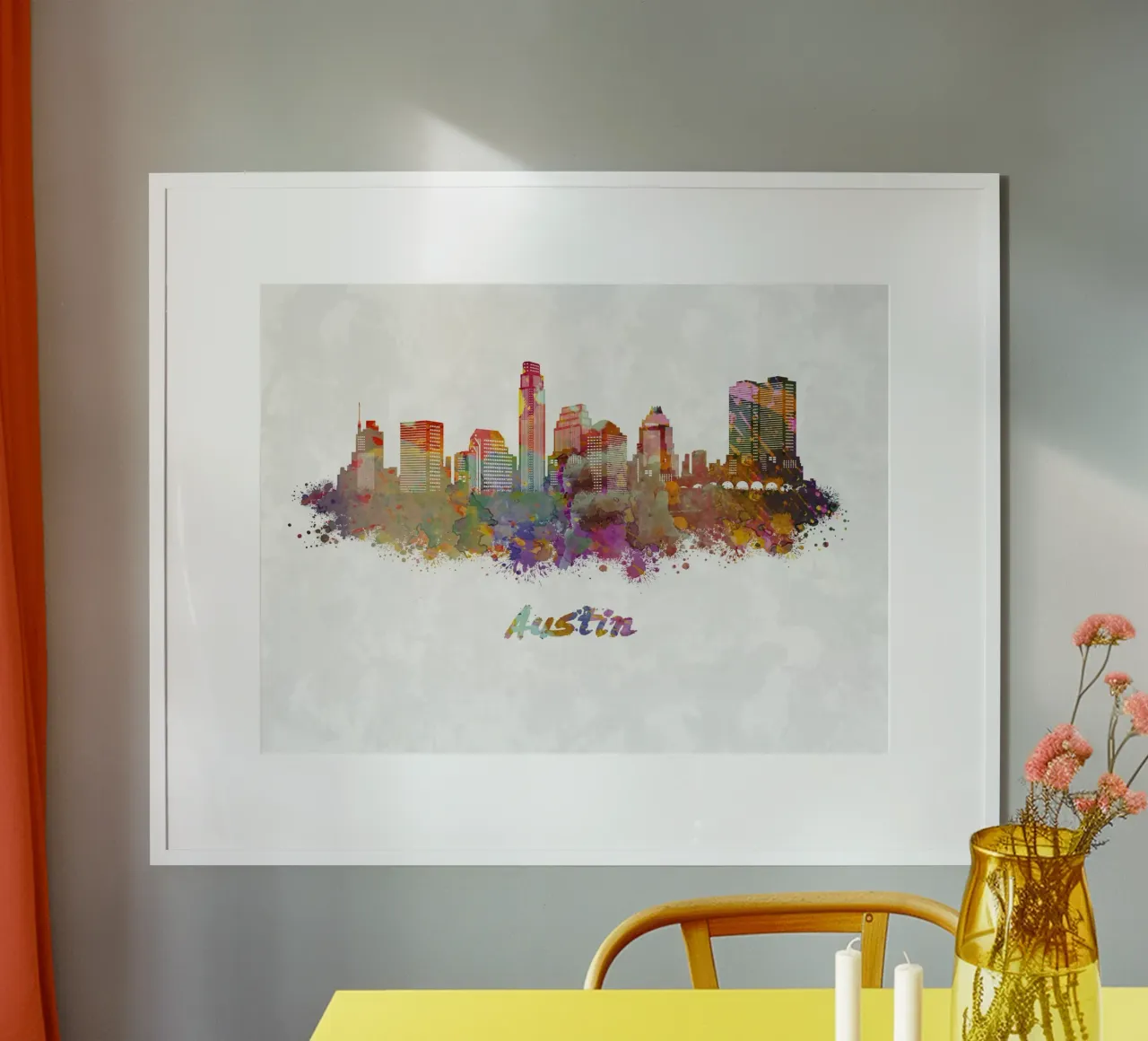 Lo skyline di Austin in acquerello carta hahnemühle da ARTVI-SHOP