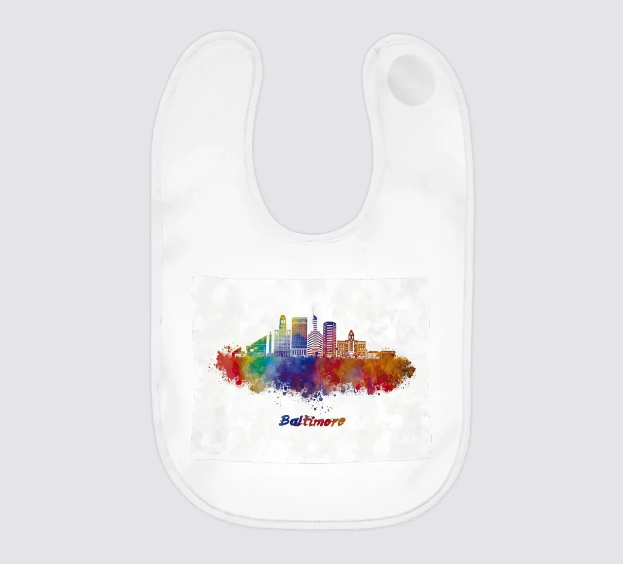 Lo skyline di Baltimora in acquerello bavaglino da ARTVI-SHOP