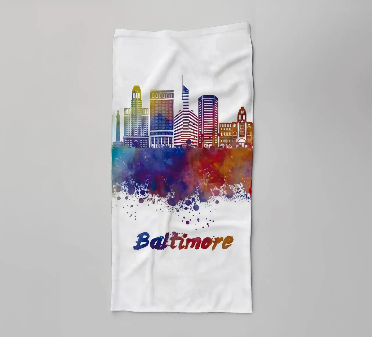 Lo skyline di Baltimora in acquerello asciugamano da bagno da 🎁 ARTVI-SHOP