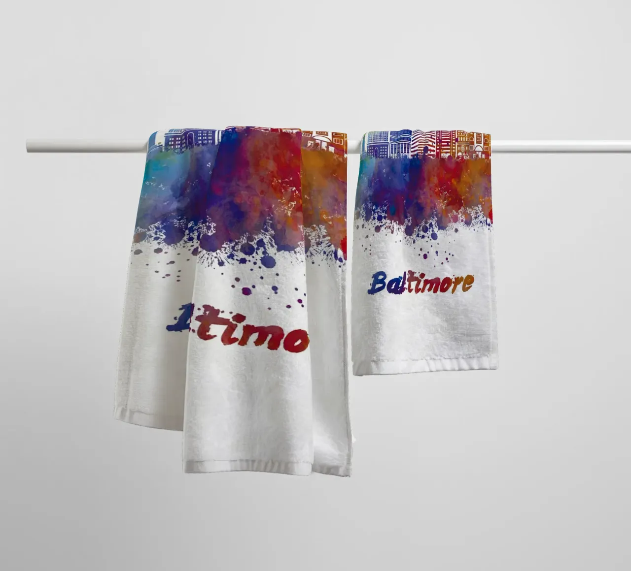 Lo skyline di Baltimora in acquerello asciugamano da bagno da 🎁 ARTVI-SHOP