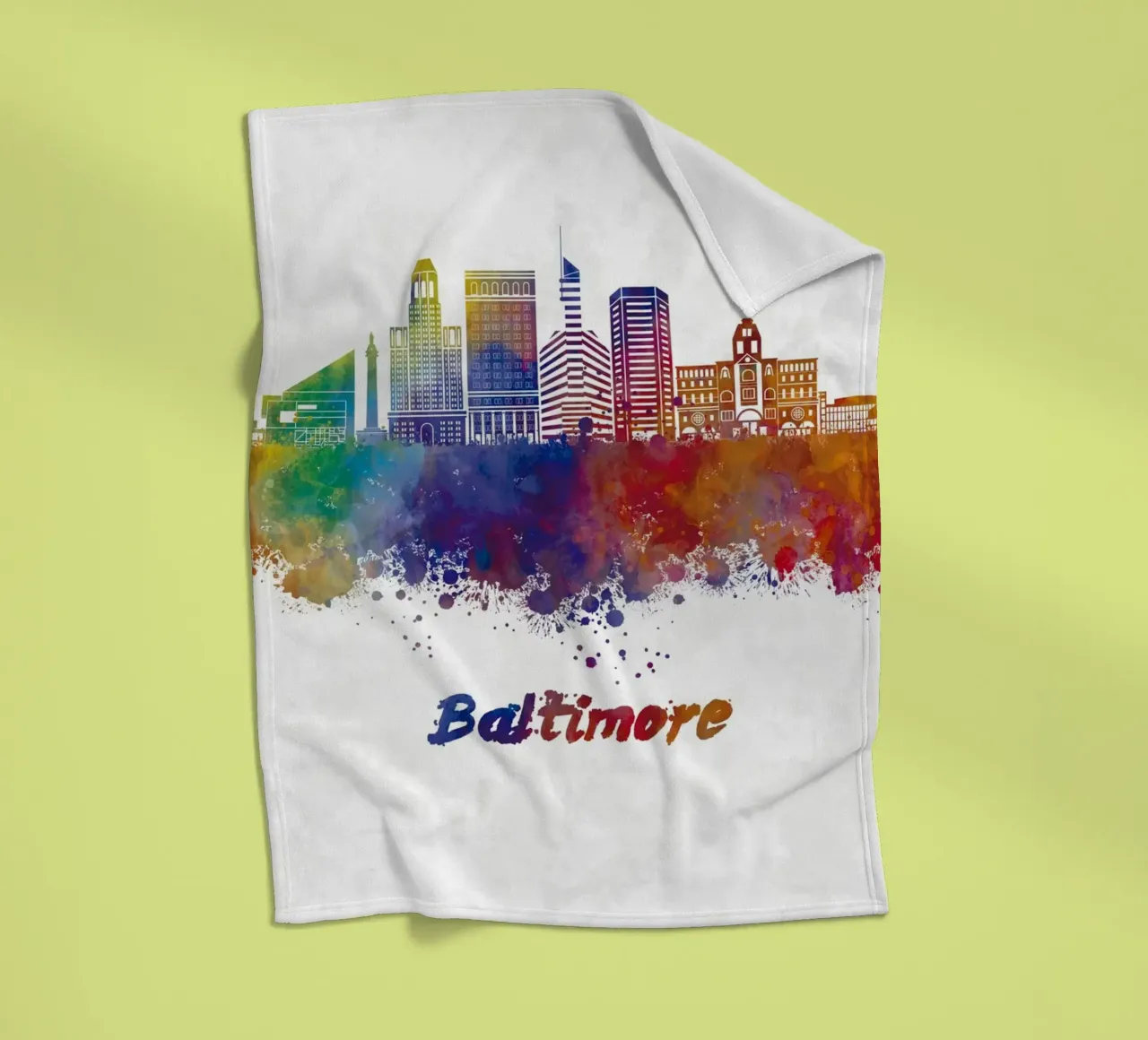 Lo skyline di Baltimora in acquerello coperta in pile da 🎁 ARTVI-SHOP