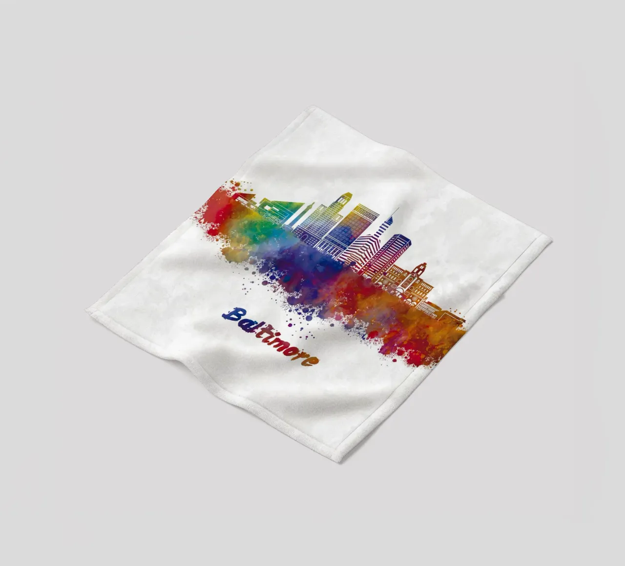 Lo skyline di Baltimora in acquerello coperta in pile da 🎁 ARTVI-SHOP