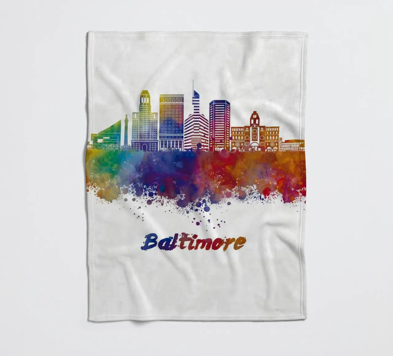 Lo skyline di Baltimora in acquerello coperta in pile da 🎁 ARTVI-SHOP