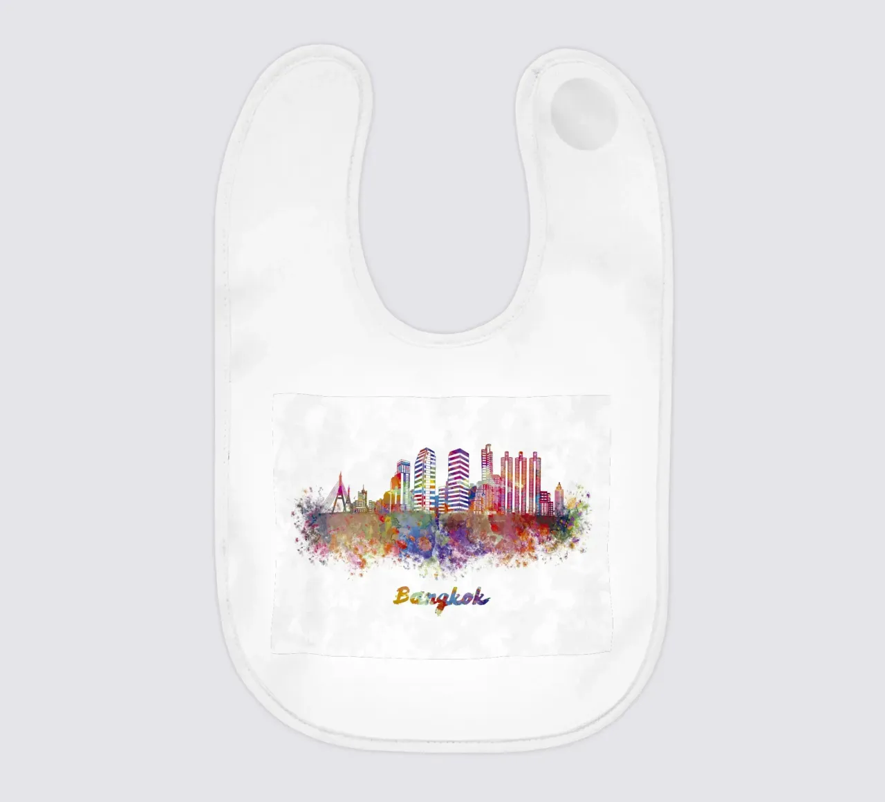 Lo skyline di Bangkok in acquerello bavaglino da 🎁 ARTVI-SHOP