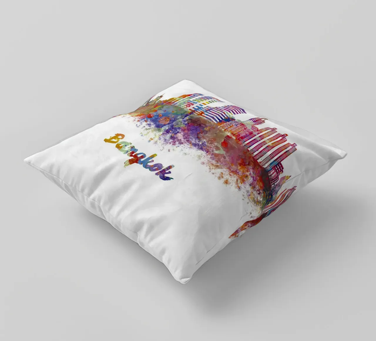 Lo skyline di Bangkok in acquerello cuscino da 🎁 ARTVI-SHOP