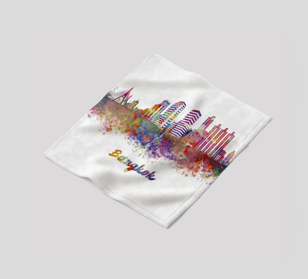 Lo skyline di Bangkok in acquerello coperta in pile da 🎁 ARTVI-SHOP
