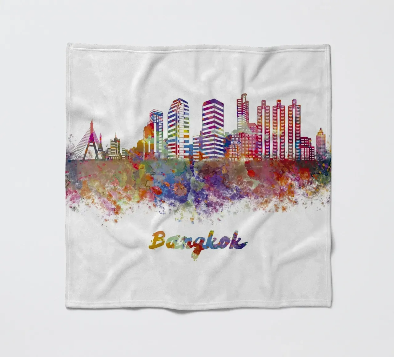 Lo skyline di Bangkok in acquerello coperta in pile da 🎁 ARTVI-SHOP