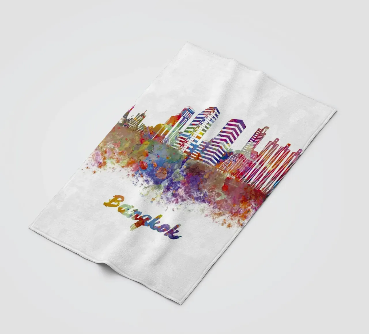 Lo skyline di Bangkok in acquerello coperta in pile da 🎁 ARTVI-SHOP
