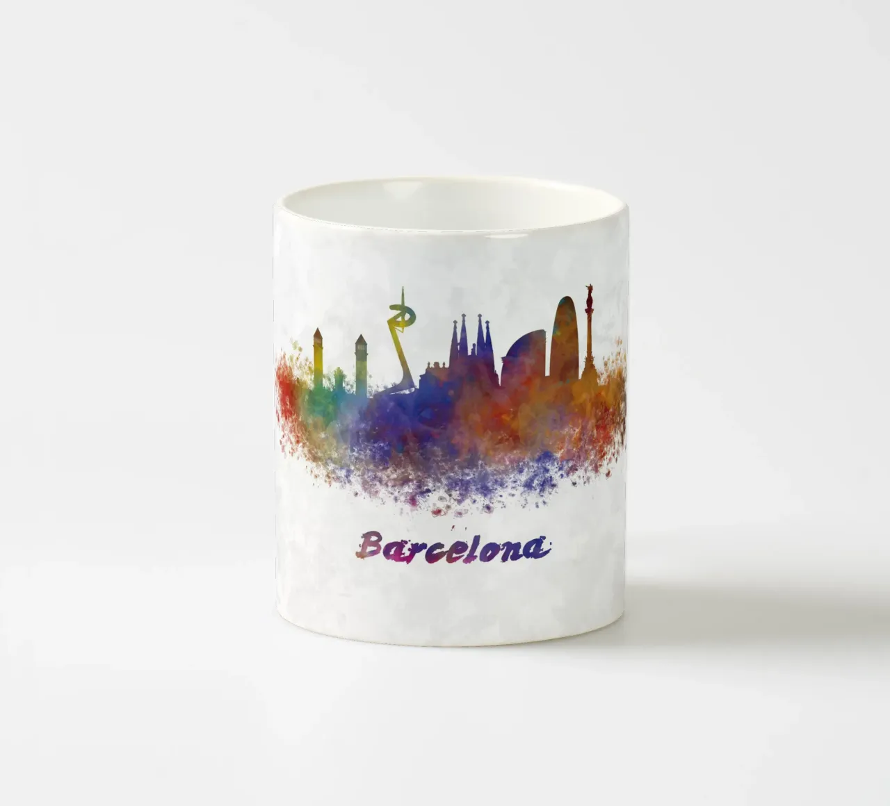 Lo skyline di Barcellona in acquerello tazza in ceramica da ARTVI-SHOP