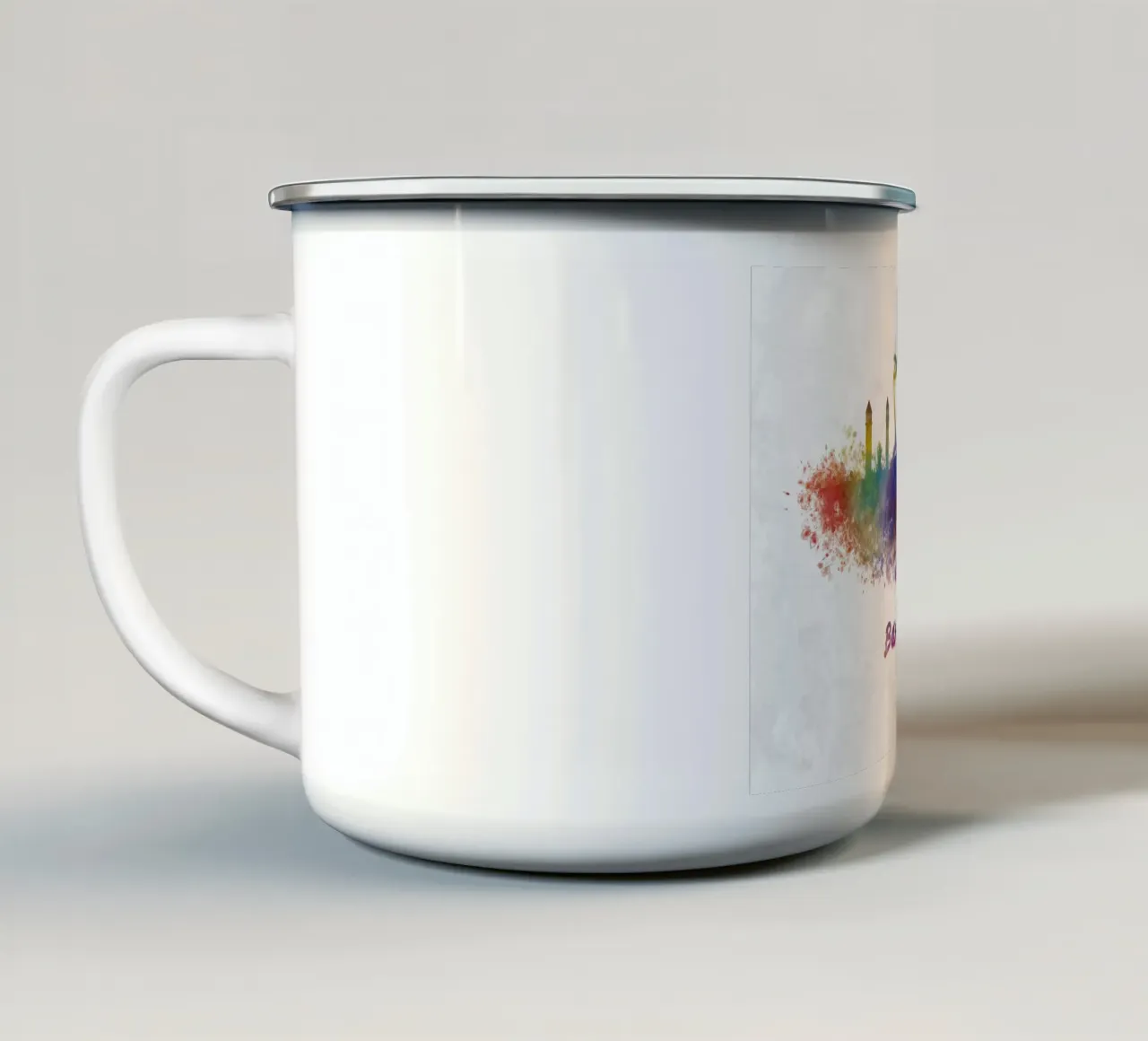 Lo skyline di Barcellona in acquerello tazza in smalto da ARTVI-SHOP