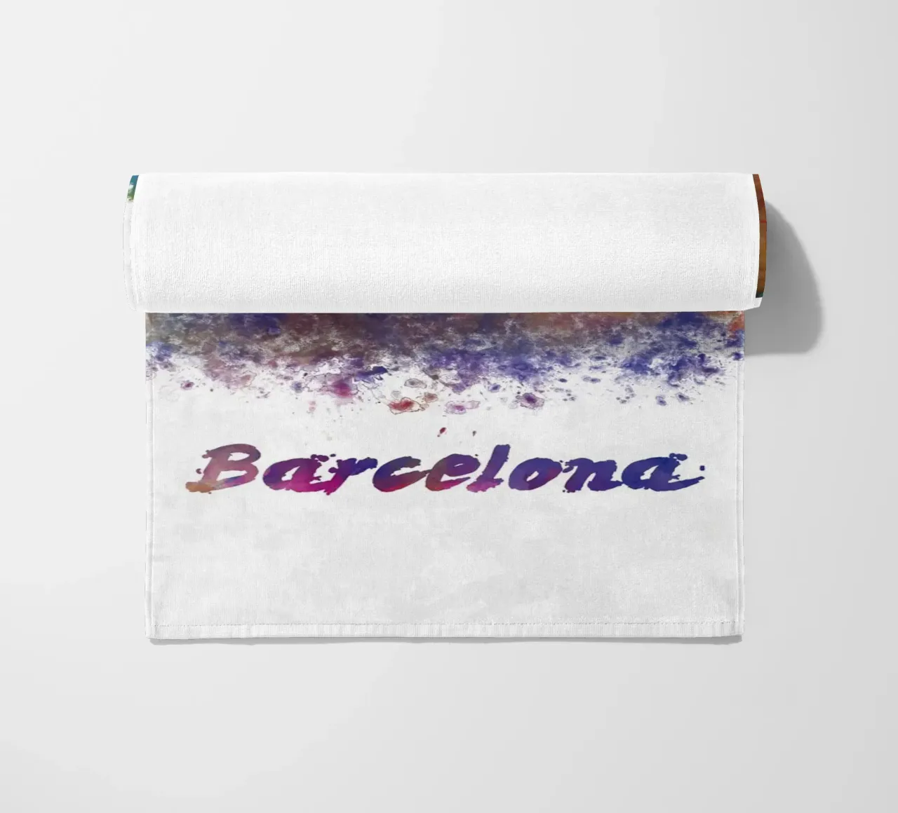 Lo skyline di Barcellona in acquerello telo mare da 🎁 ARTVI-SHOP