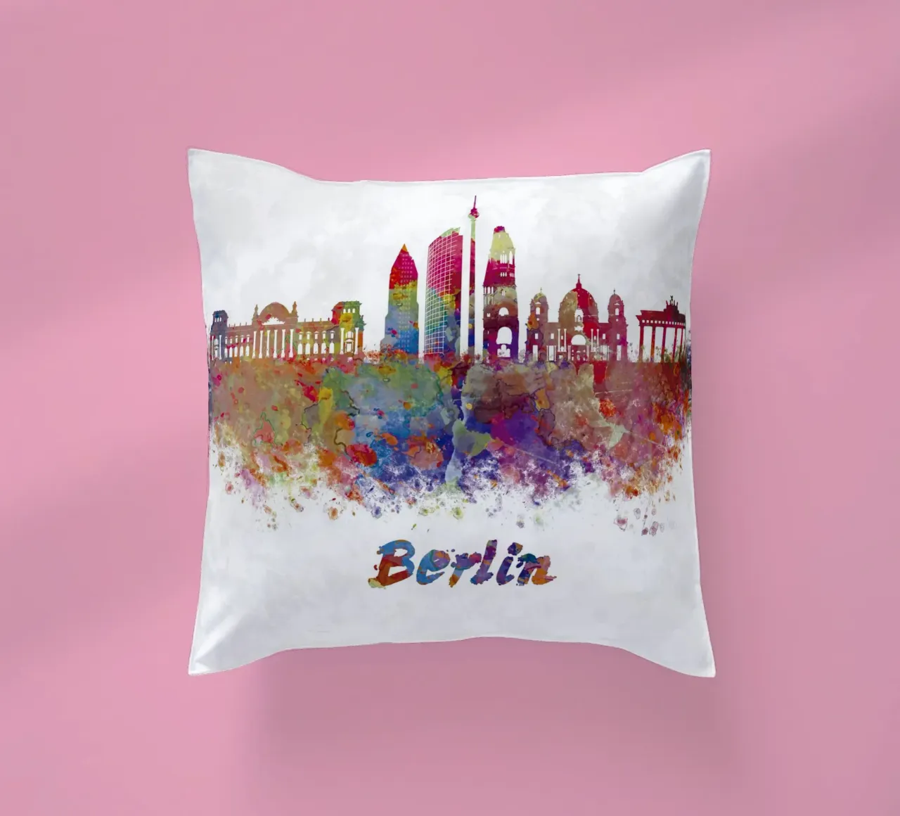 Lo skyline di Berlino in acquerello cuscino da 🎁 ARTVI-SHOP