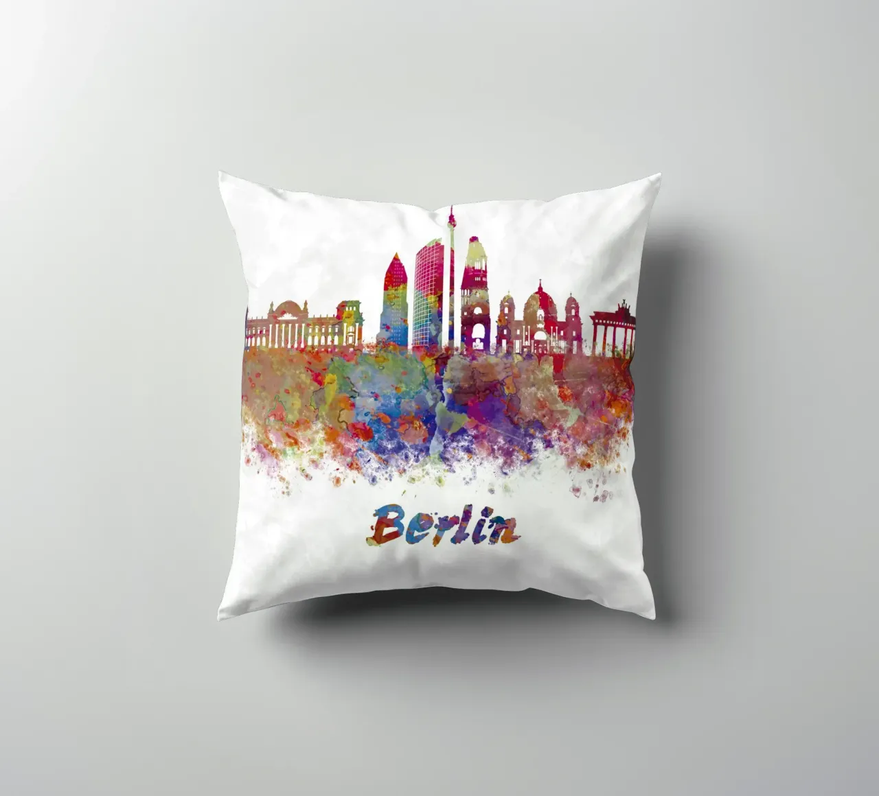 Lo skyline di Berlino in acquerello cuscino da 🎁 ARTVI-SHOP