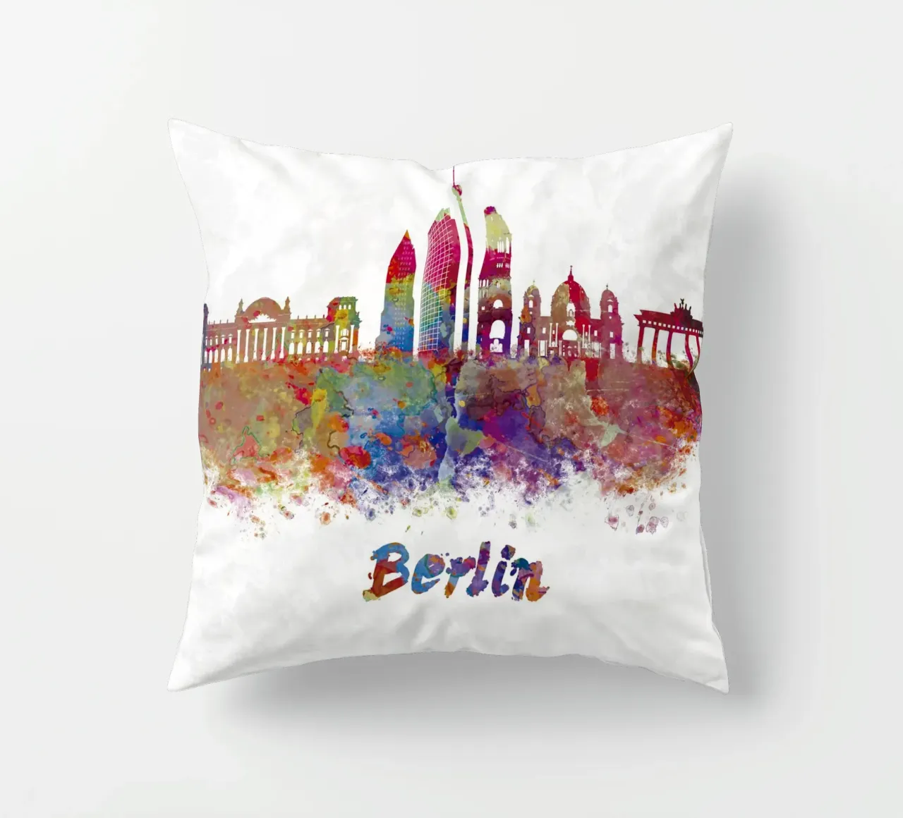 Lo skyline di Berlino in acquerello cuscino da 🎁 ARTVI-SHOP