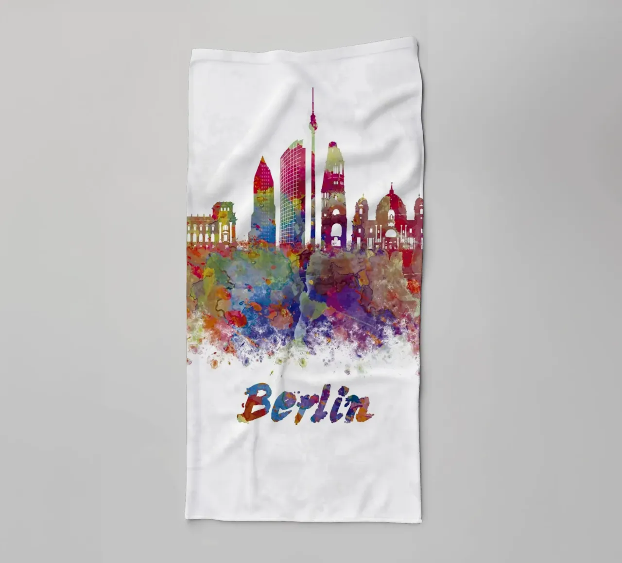 Lo skyline di Berlino in acquerello asciugamano da bagno da 🎁 ARTVI-SHOP