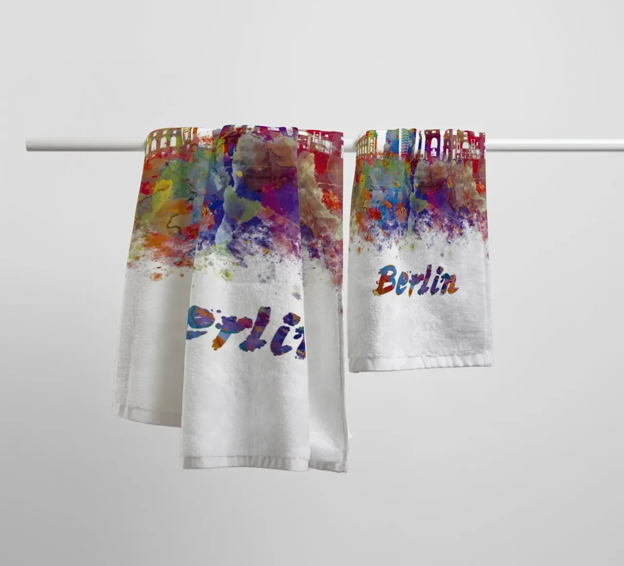Lo skyline di Berlino in acquerello asciugamano da bagno da 🎁 ARTVI-SHOP