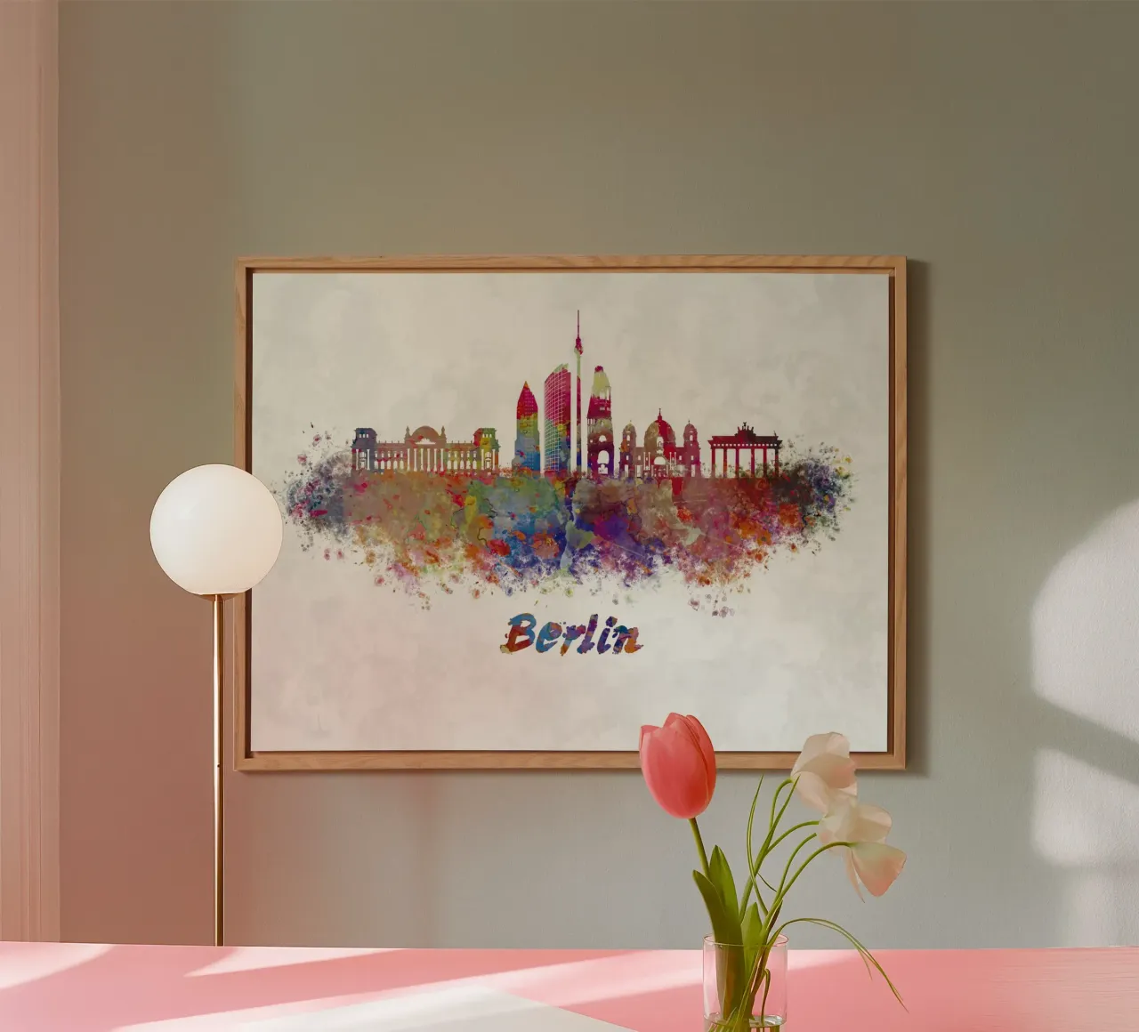 Lo skyline di Berlino in acquerello alluminio dibond da 🎁 ARTVI-SHOP
