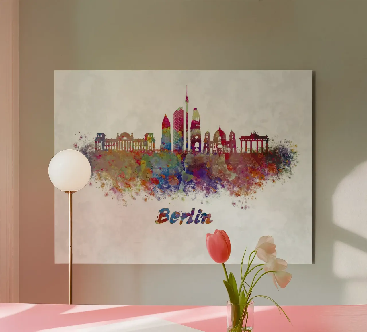 Lo skyline di Berlino in acquerello alluminio dibond da 🎁 ARTVI-SHOP
