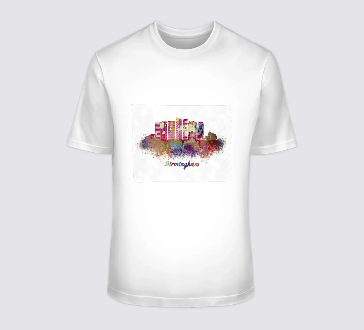 Lo skyline di Birmingham in acquerello t-shirt da 🎁 ARTVI-SHOP