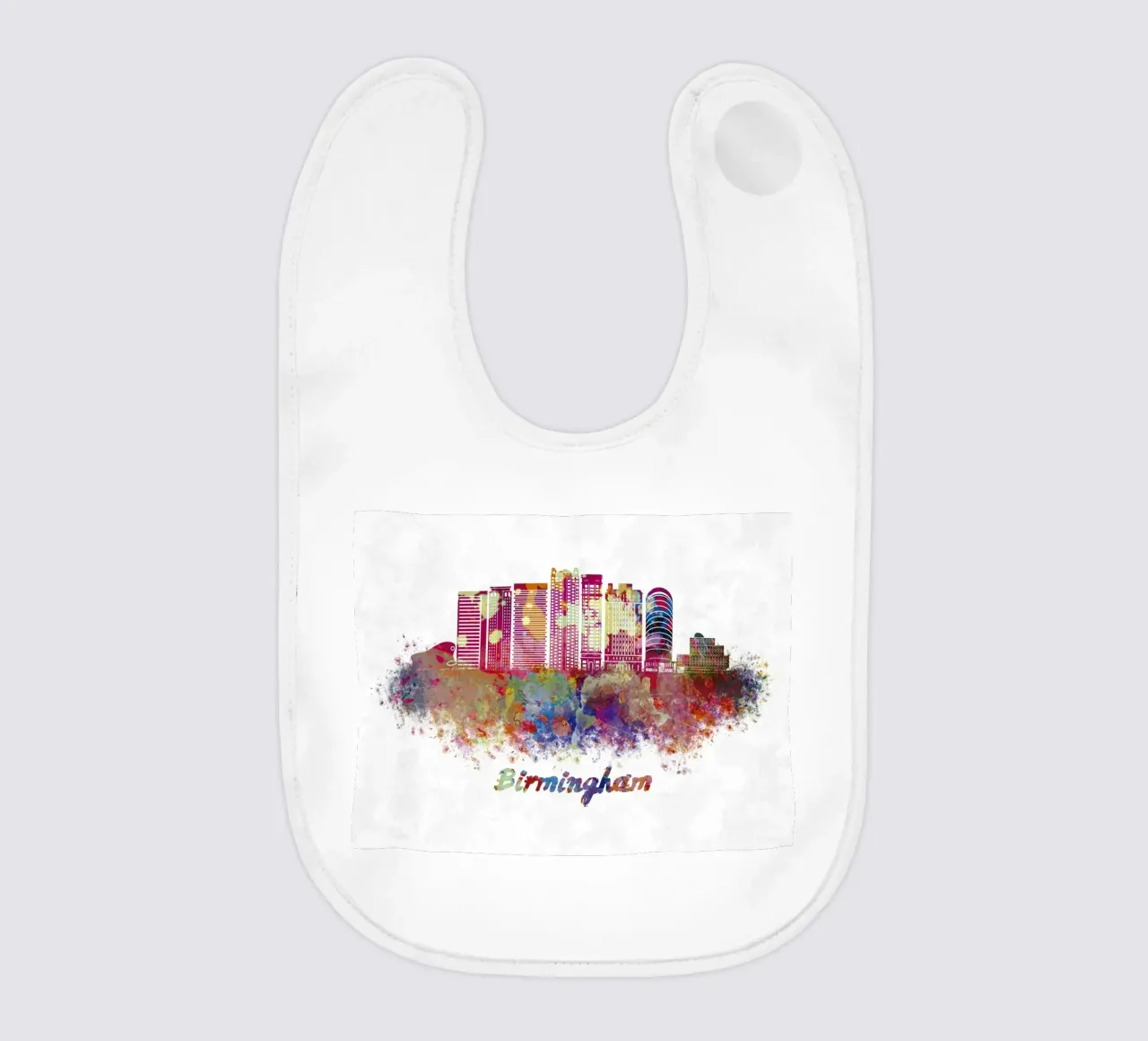 Lo skyline di Birmingham in acquerello bavaglino da ARTVI-SHOP
