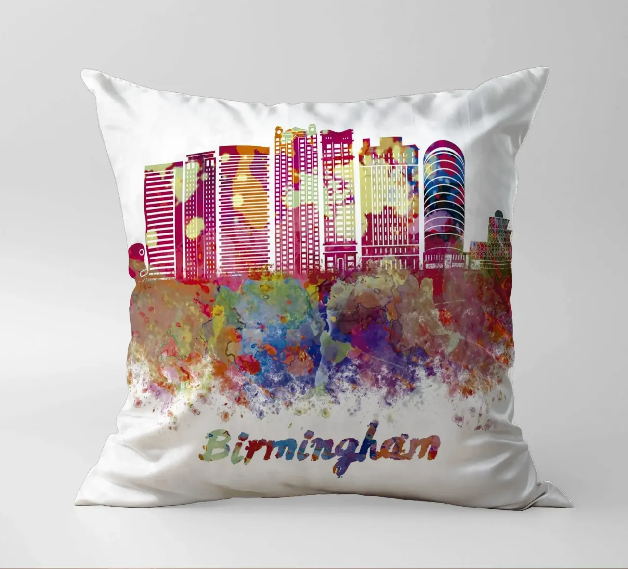 Lo skyline di Birmingham in acquerello cuscino da ARTVI-SHOP