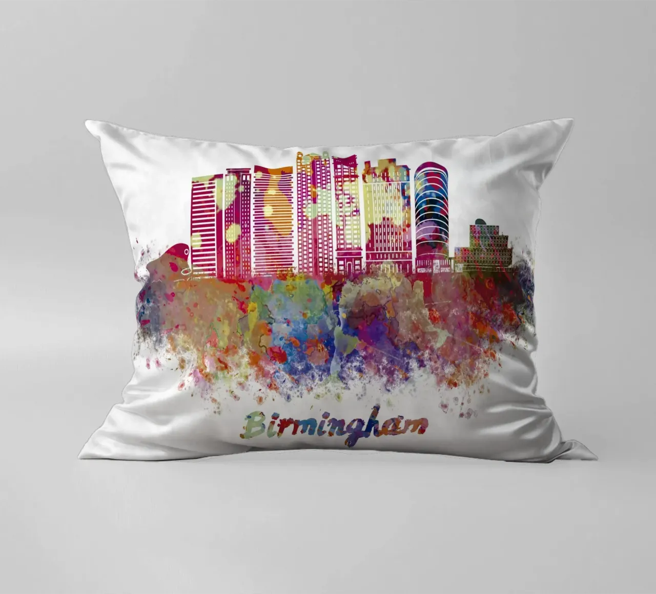 Lo skyline di Birmingham in acquerello cuscino da ARTVI-SHOP