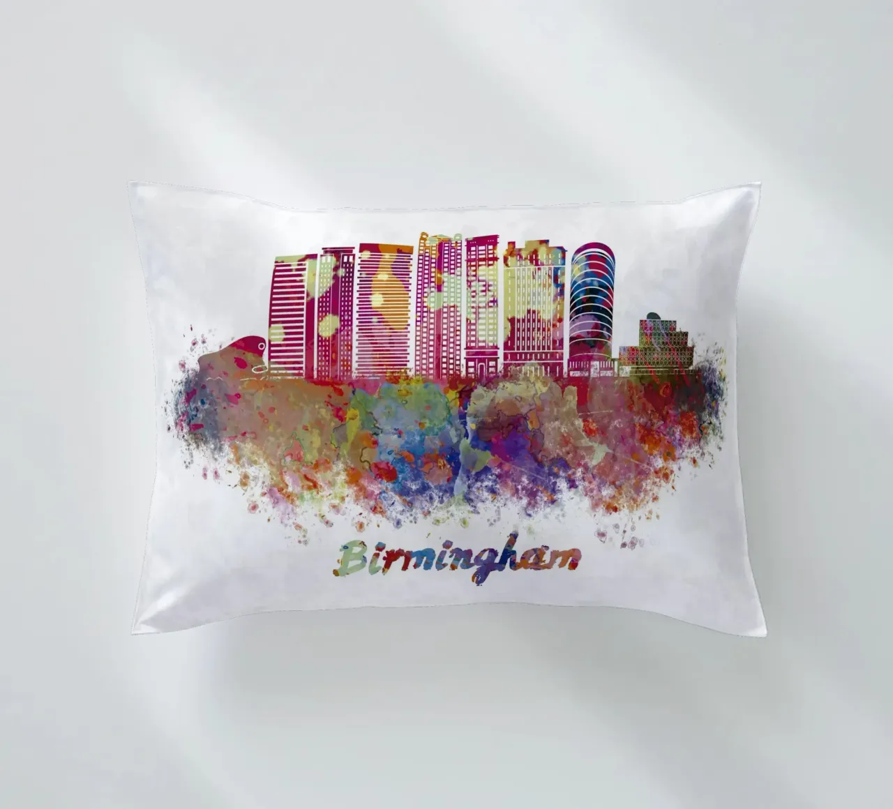 Lo skyline di Birmingham in acquerello cuscino da ARTVI-SHOP