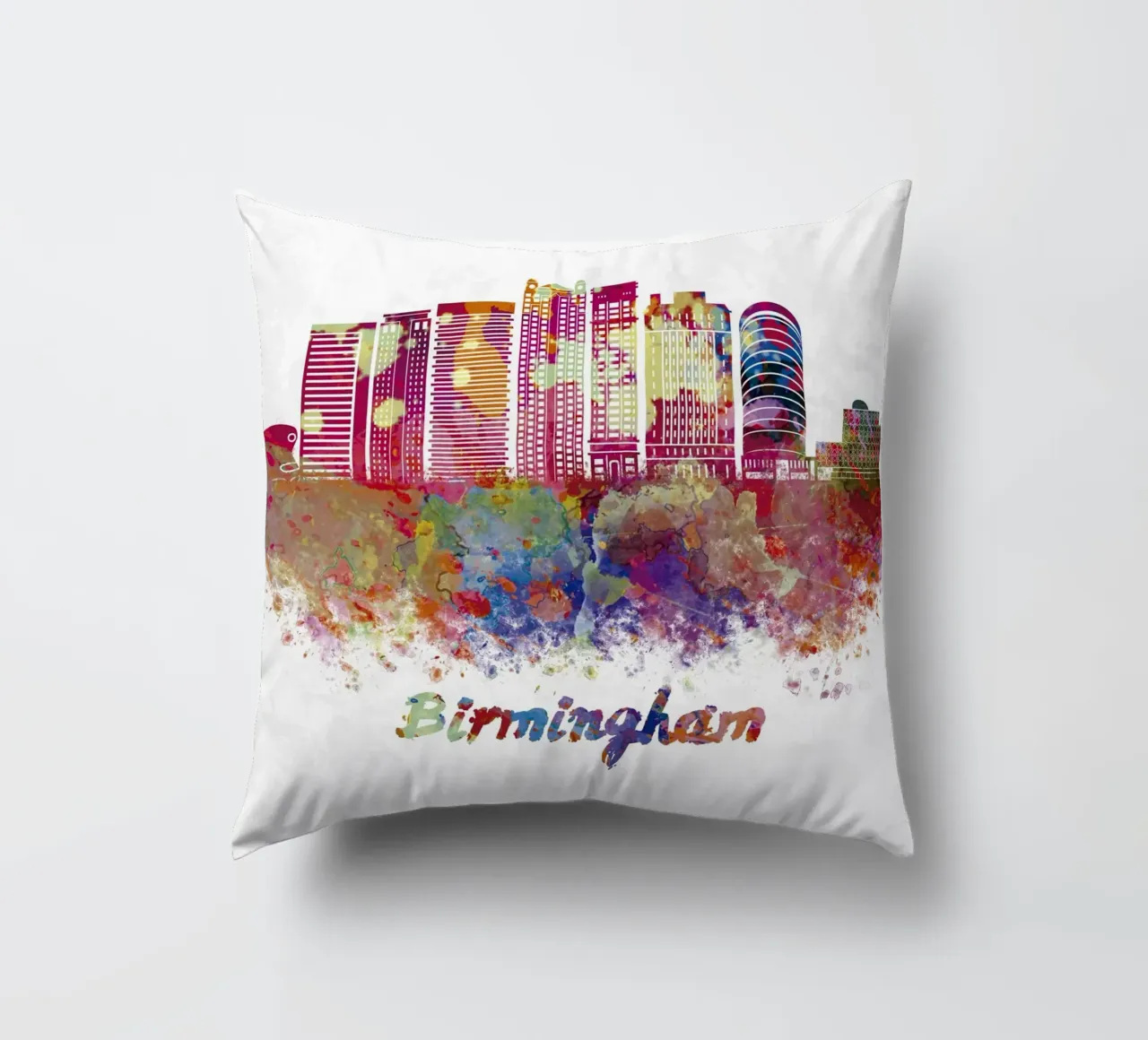 Lo skyline di Birmingham in acquerello cuscino da ARTVI-SHOP