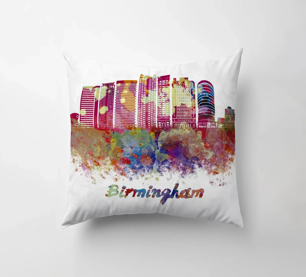 Lo skyline di Birmingham in acquerello cuscino da ARTVI-SHOP