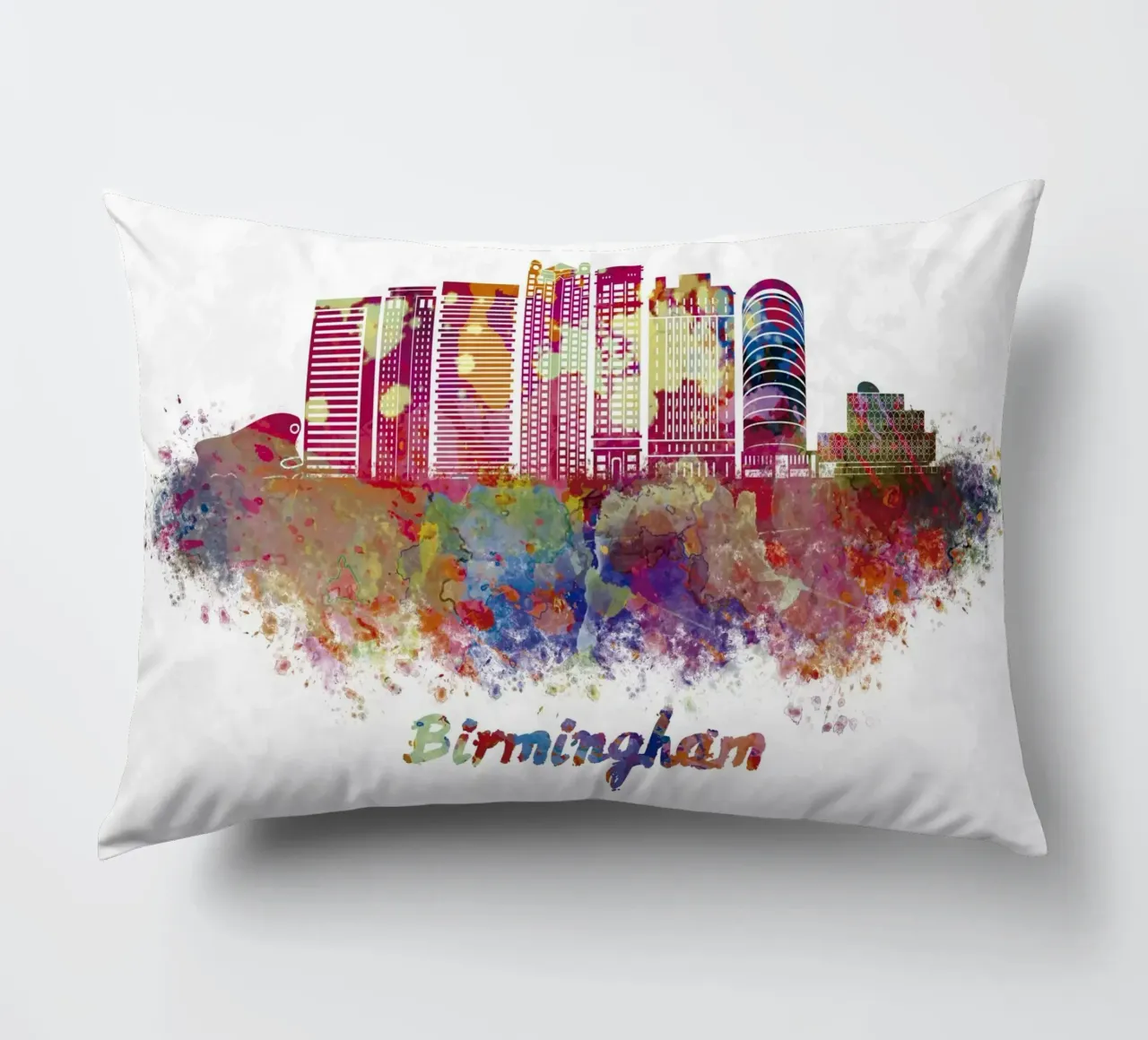 Lo skyline di Birmingham in acquerello cuscino da ARTVI-SHOP