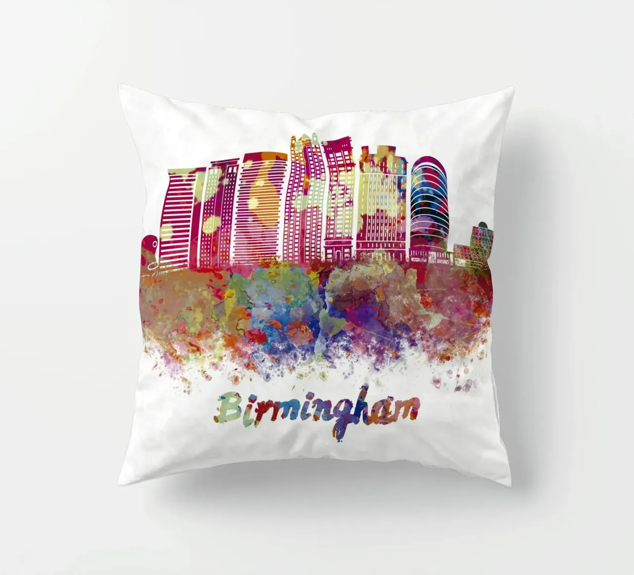 Lo skyline di Birmingham in acquerello cuscino da ARTVI-SHOP