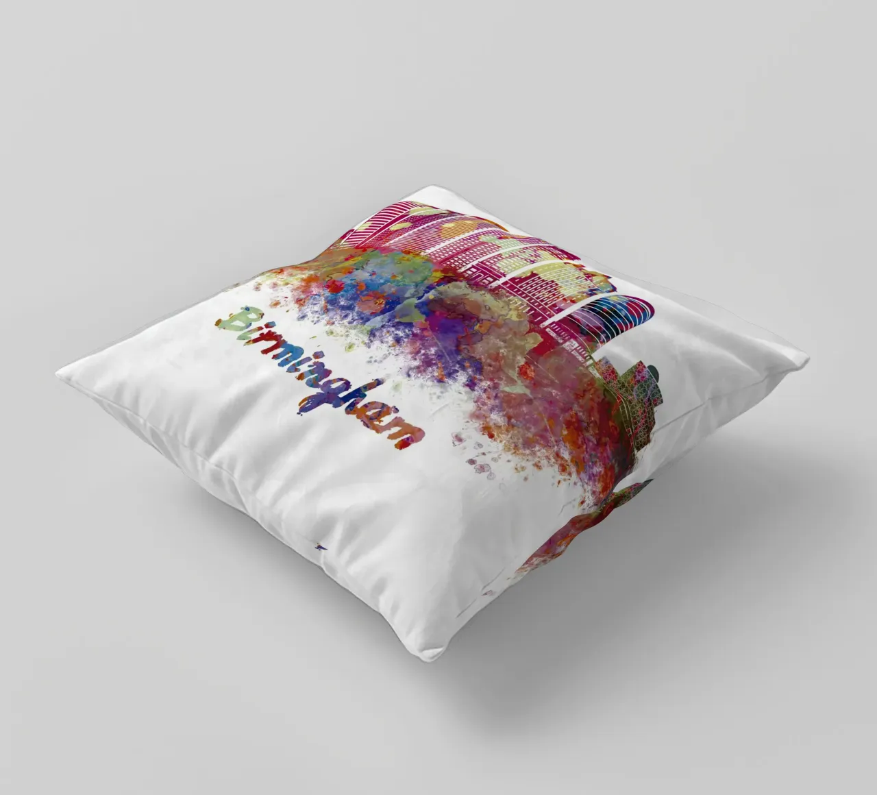 Lo skyline di Birmingham in acquerello cuscino da ARTVI-SHOP