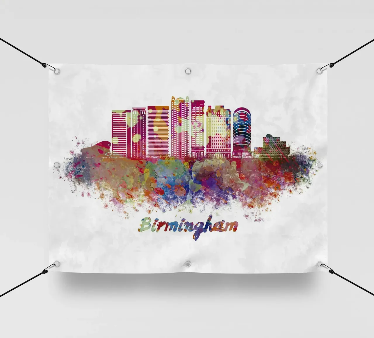 Lo skyline di Birmingham in acquerello telo in pvc da ARTVI-SHOP