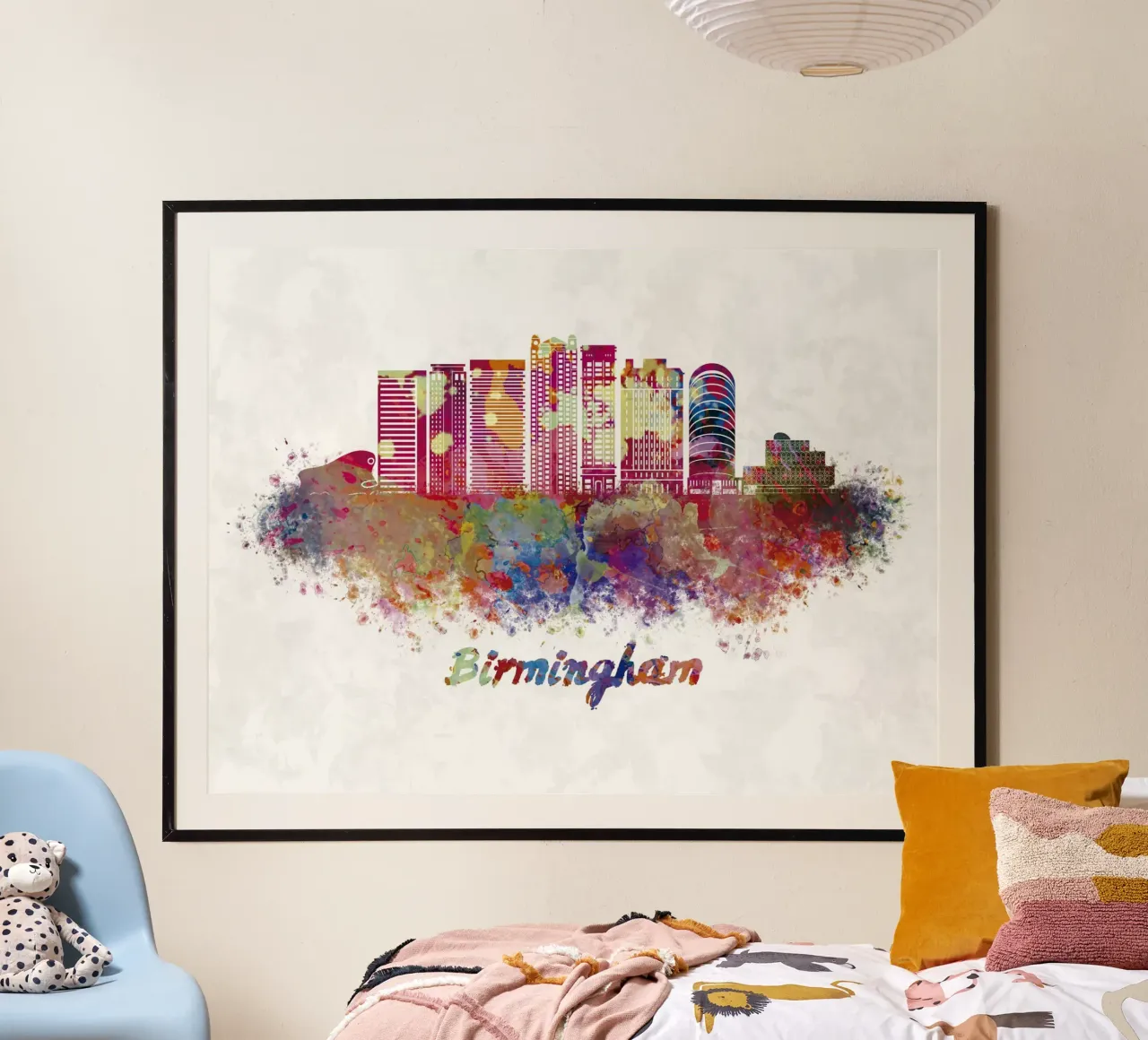 Lo skyline di Birmingham in acquerello carta hahnemühle da ARTVI-SHOP