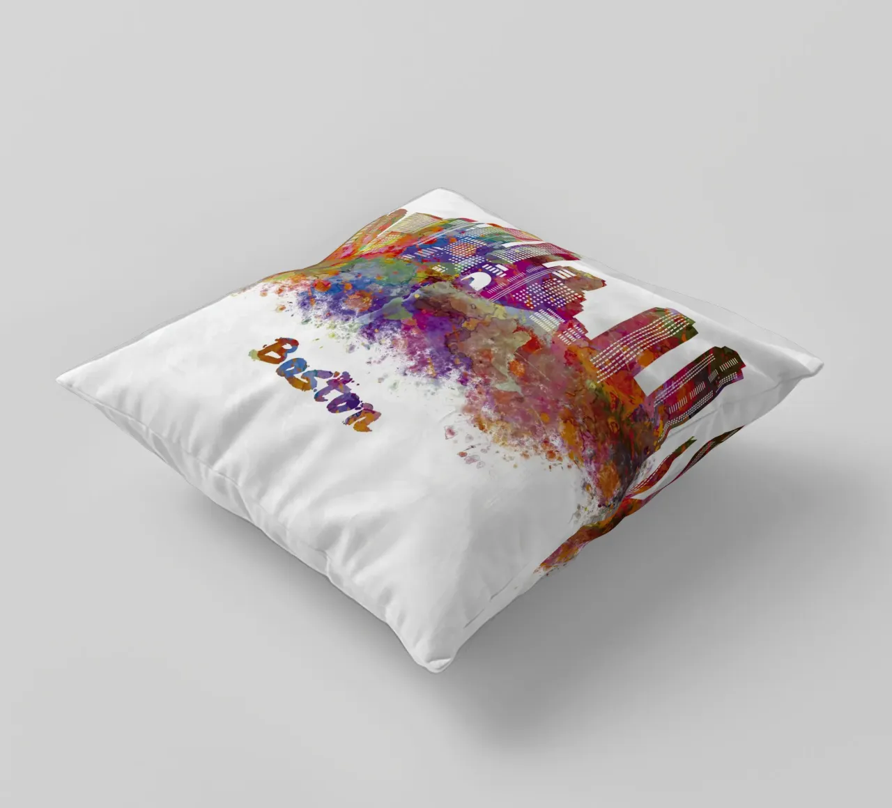 Lo skyline di Boston in acquerello cuscino da 🎁 ARTVI-SHOP