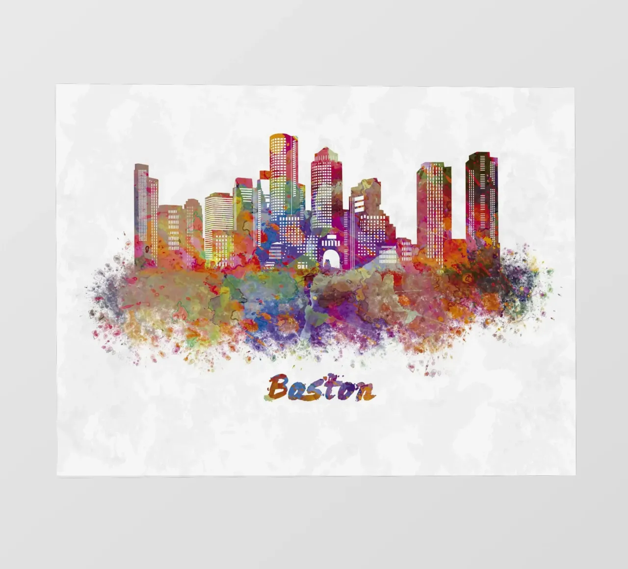 Lo skyline di Boston in acquerello telo in pvc da 🎁 ARTVI-SHOP