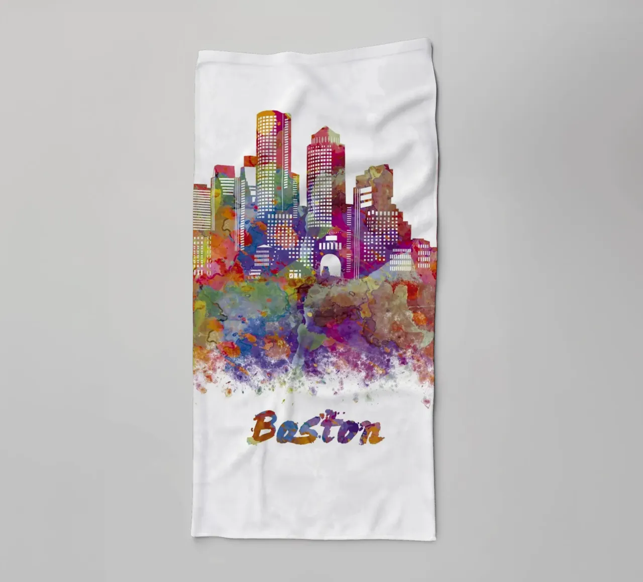 Lo skyline di Boston in acquerello asciugamano da bagno da 🎁 ARTVI-SHOP