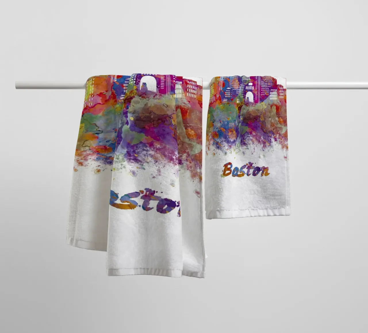 Lo skyline di Boston in acquerello asciugamano da bagno da 🎁 ARTVI-SHOP