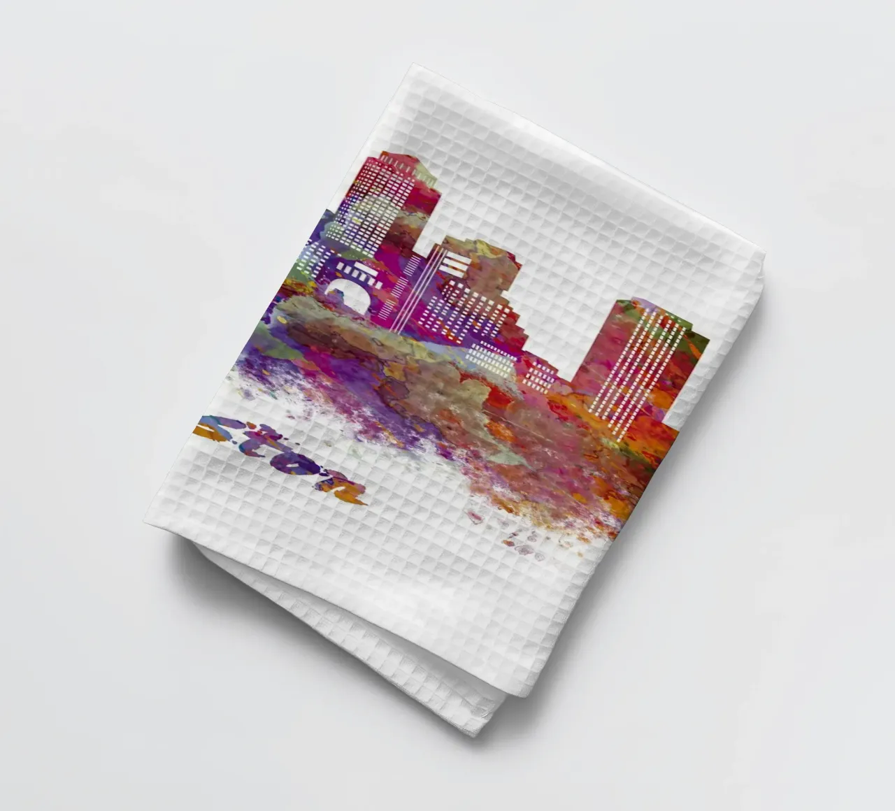 Lo skyline di Boston in acquerello canovaccio da cucina da 🎁 ARTVI-SHOP