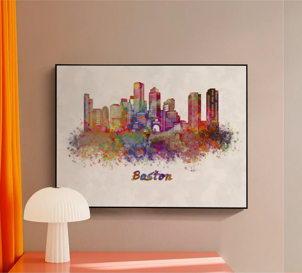 Skyline von Boston in Aquarell Acryl-Glas von 🎁 ARTVI-SHOP