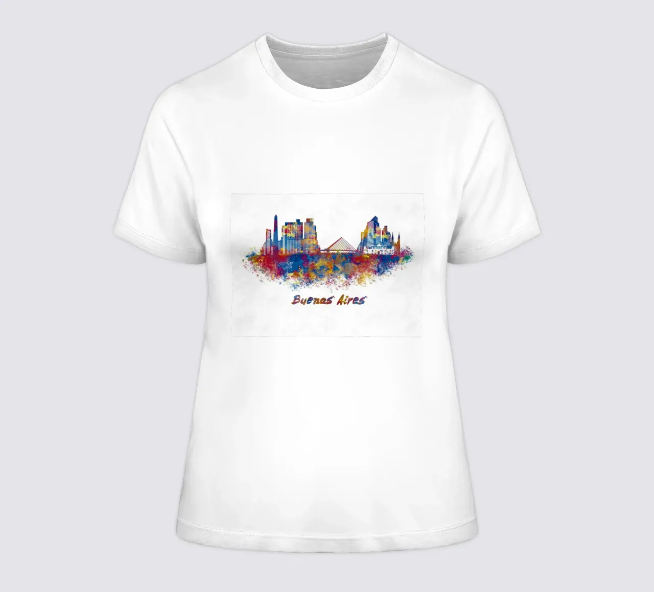 Buenos Aires skyline in watercolor women's fitted t-shirt by 🎁 ARTVI-SHOP